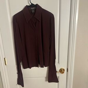 Faconnable Platine Classic Burgundy Women's Button Down Shirt Size 42